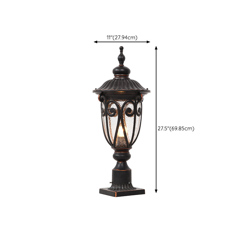 1-Light Black Pillar Lamp Waterproof Outdoor Light for Garden