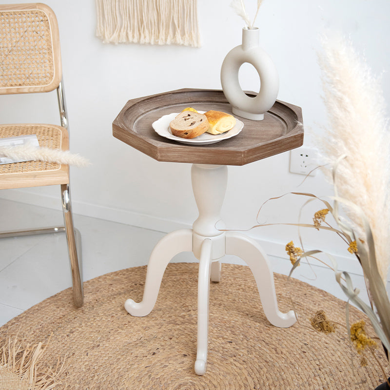 Contemporary Solid Wood Round Metal Pedestal Single Coffee Table