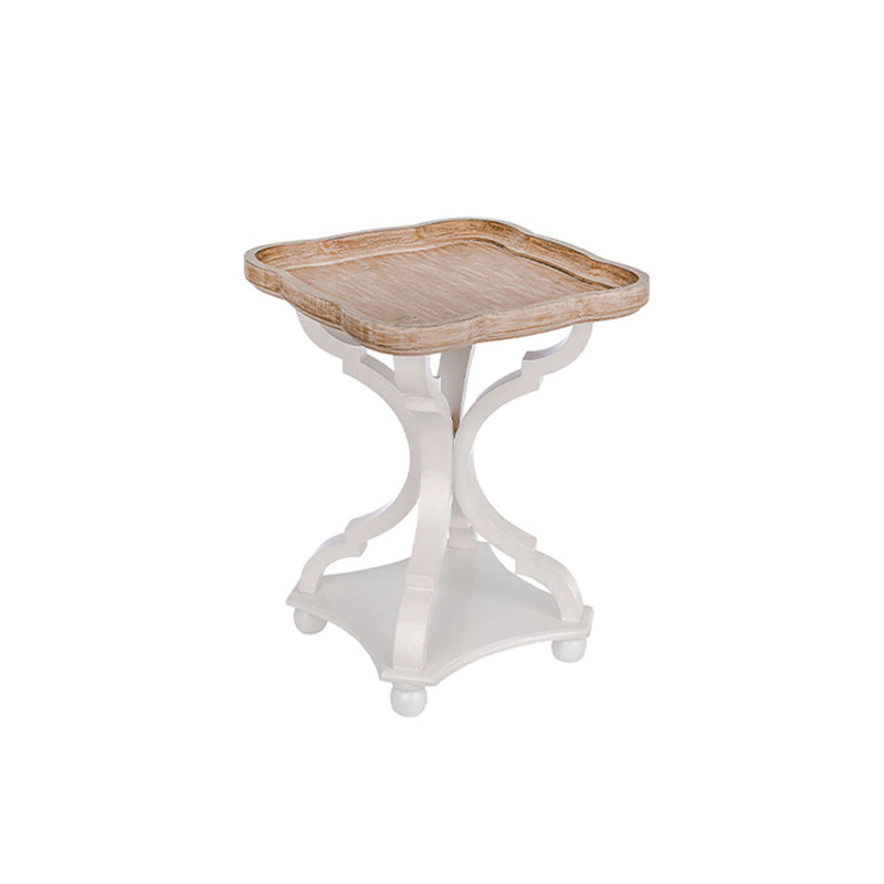 Contemporary Solid Wood Round Metal Pedestal Single Coffee Table