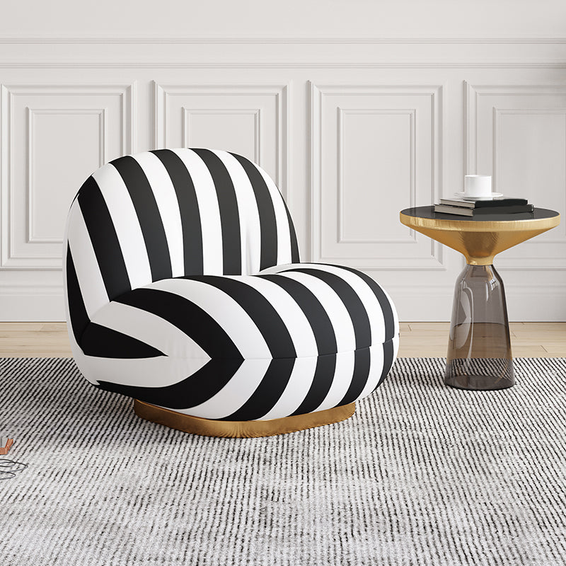Solid Wood Chair Round Base Style Lounge Accent Chair for Living Room