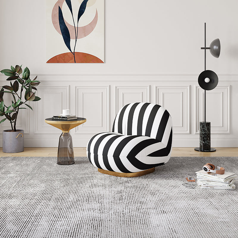 Solid Wood Chair Round Base Style Lounge Accent Chair for Living Room