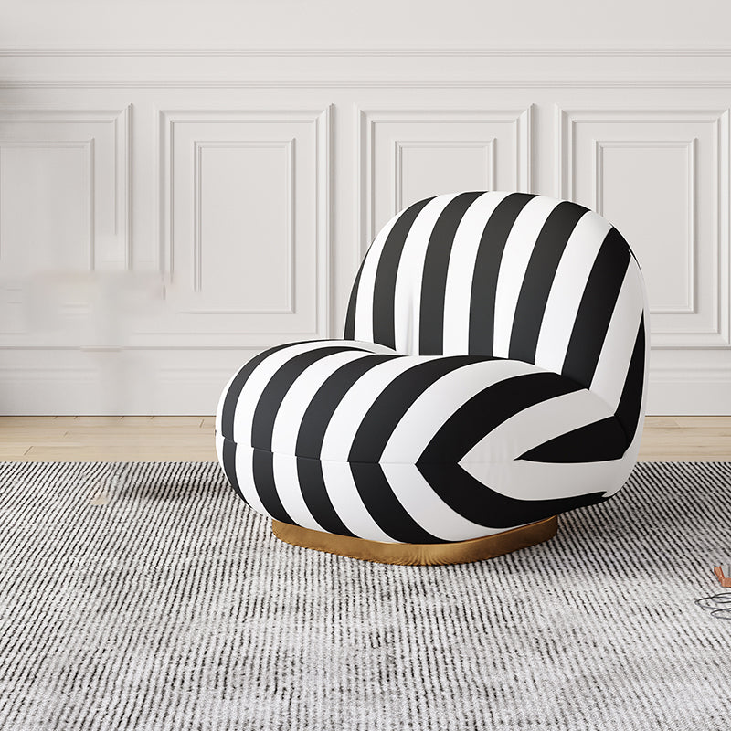 Solid Wood Chair Round Base Style Lounge Accent Chair for Living Room