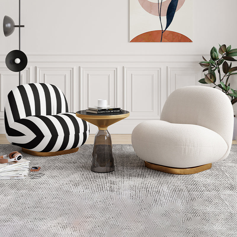Solid Wood Chair Round Base Style Lounge Accent Chair for Living Room