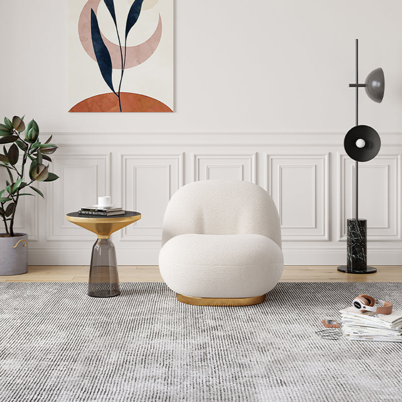 Solid Wood Chair Round Base Style Lounge Accent Chair for Living Room