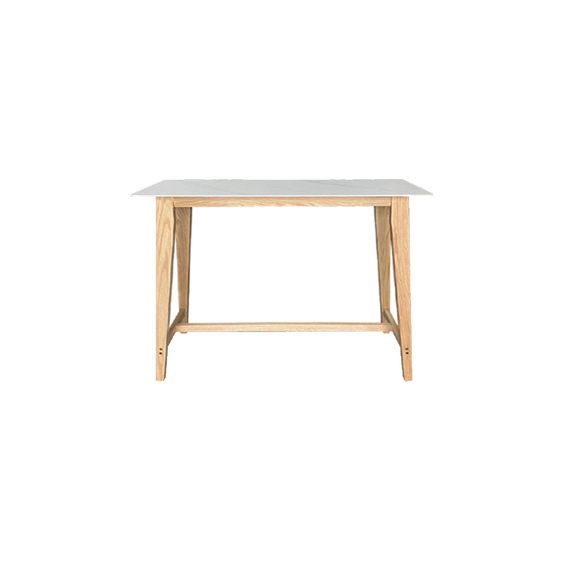 Rectangle Stone Top Bistro Table Modern Pub Table with Solid Wood Frame