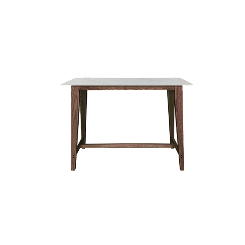 Rectangle Stone Top Bistro Table Modern Pub Table with Solid Wood Frame