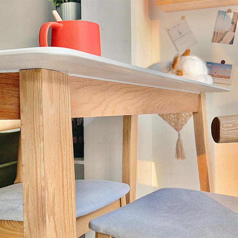 Rectangle Stone Top Bistro Table Modern Pub Table with Solid Wood Frame