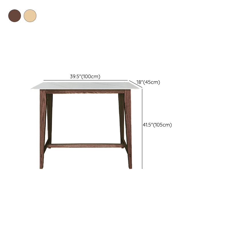 Rectangle Stone Top Bistro Table Modern Pub Table with Solid Wood Frame