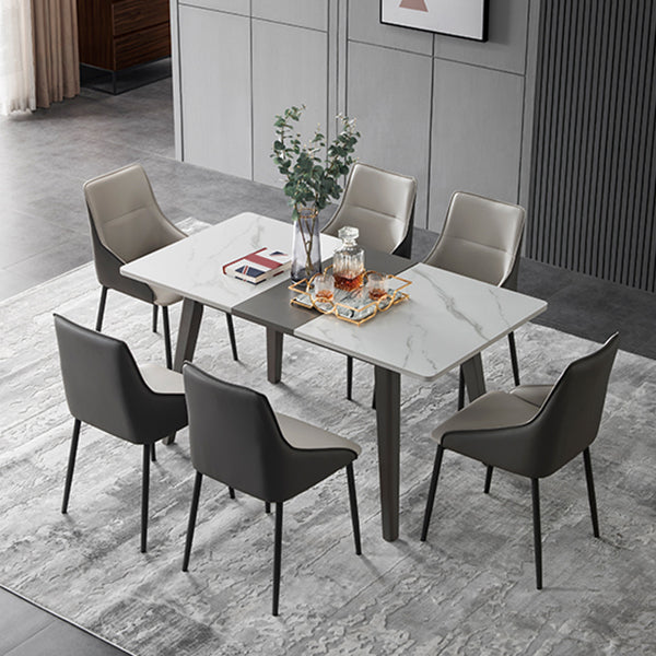Rectangle Dining Table Set with Gray Legs 1/2/5/7 Pcs Dinette Set for Home