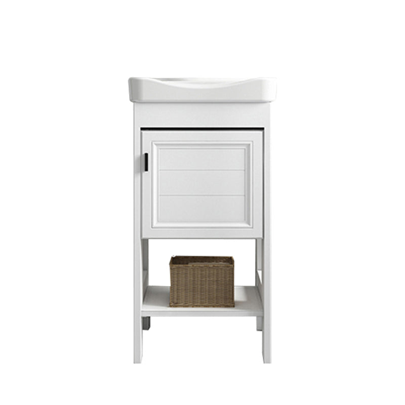 Modern Single Bath Vanity Freestanding White Metal Base Sink Vanity