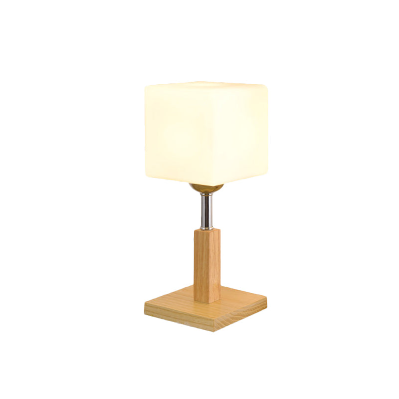 Globe/Zylinder/quadratische Nachttischlicht modernistisch gefrostetes Glas 1 helle Holz Nachtlampe für Bett