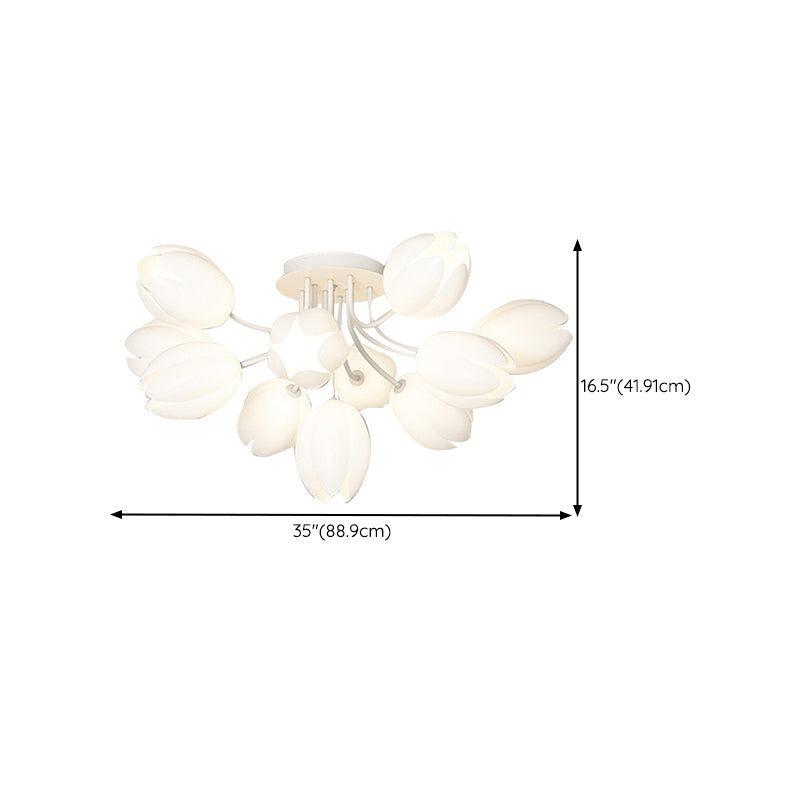 Contemporary Semi Flush Light White Ceiling Lamp for Living Room