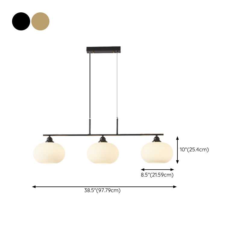 Modern Metal Pendant Light Persimmon Shape Island Light with Glass Shade for Living Room