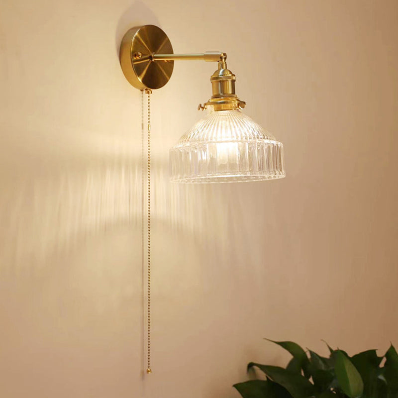 Metal Modern Wall Sconce Geometric Shape Vanity Lamp with Glass Shade for Bathroom