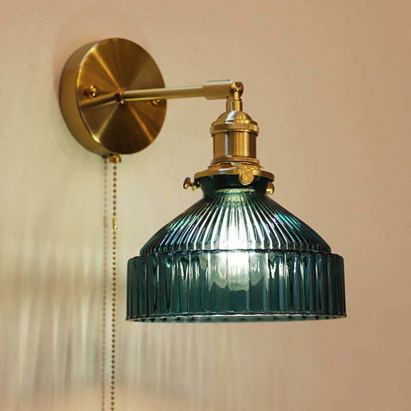 Metal Modern Wall Sconce Geometric Shape Vanity Lamp with Glass Shade for Bathroom