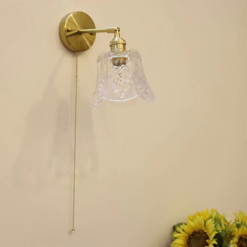 Modern Metal Wall Sconce Bell Shape Vanity Lamp with Glass Shade for Bathroom