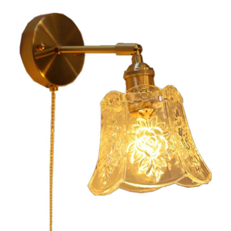Modern Metal Wall Sconce Bell Shape Vanity Lamp with Glass Shade for Bathroom