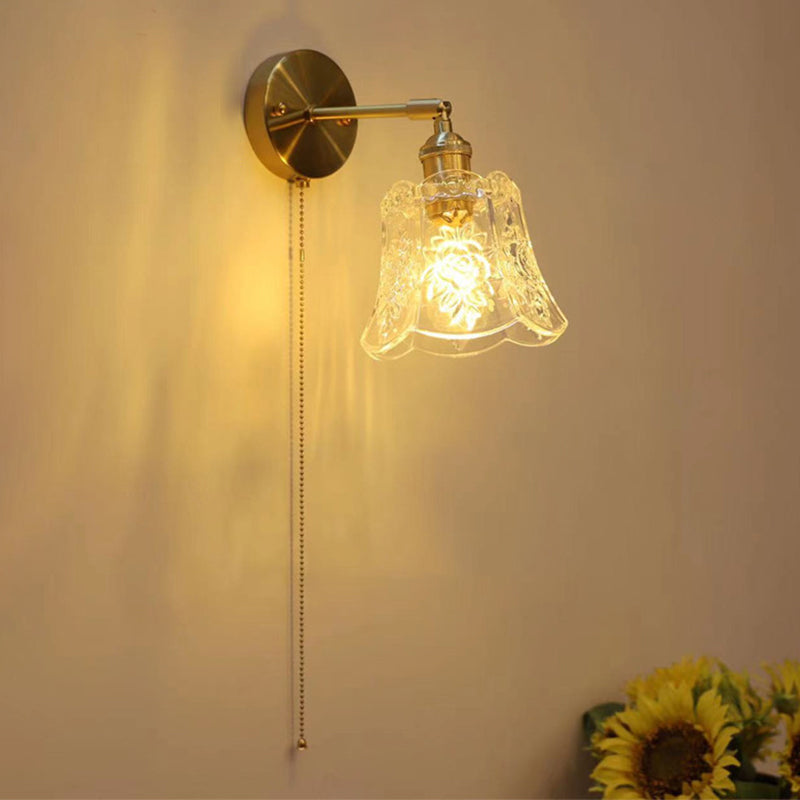 Modern Metal Wall Sconce Bell Shape Vanity Lamp with Glass Shade for Bathroom