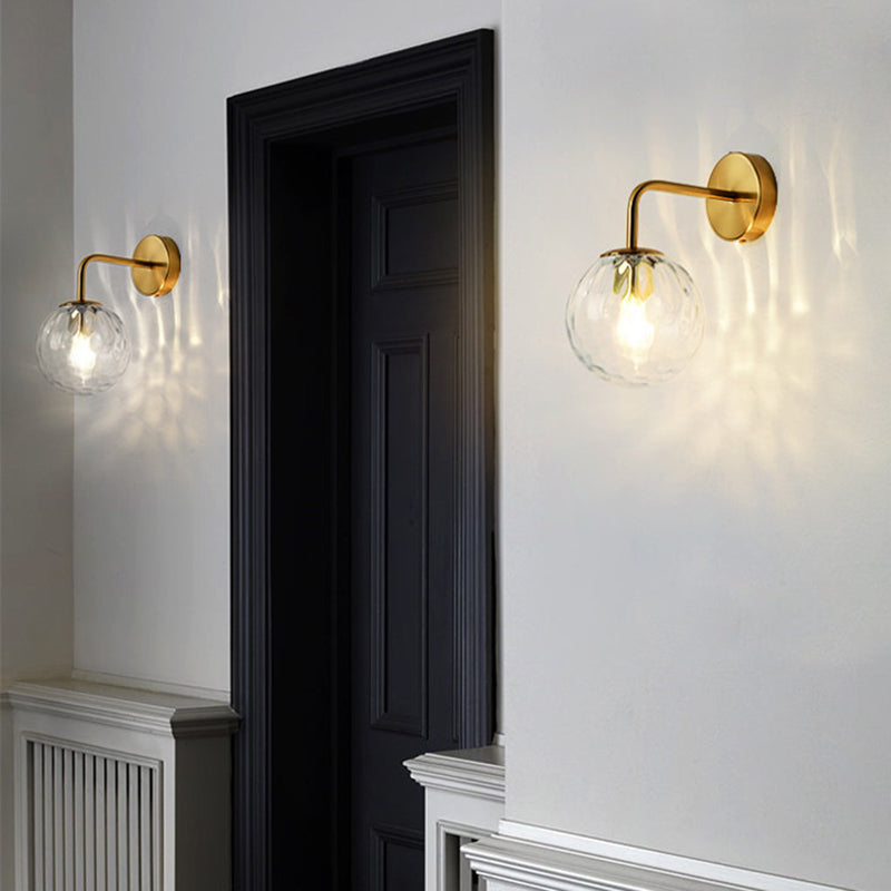 Modern Metal Wall Sconce Ball Shape Vanity Lamp with Glass Shade for Bathroom