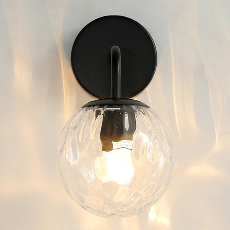 Modern Metal Wall Sconce Ball Shape Vanity Lamp with Glass Shade for Bathroom