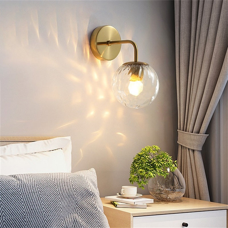 Modern Metal Wall Sconce Ball Shape Vanity Lamp with Glass Shade for Bathroom