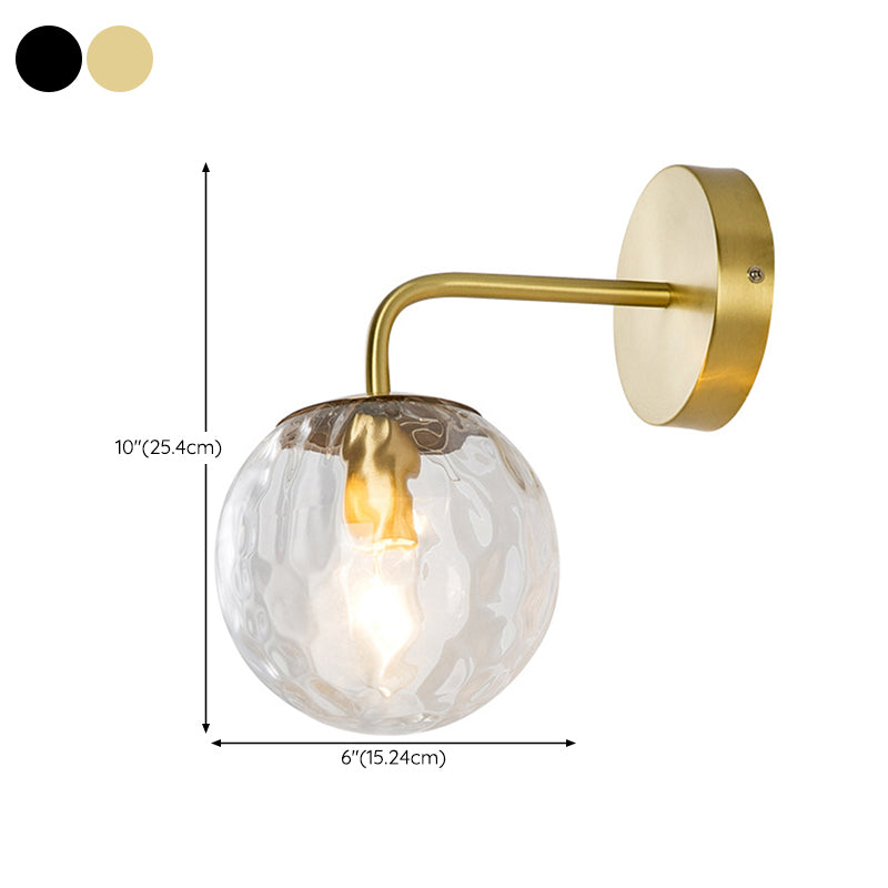 Modern Metal Wall Sconce Ball Shape Vanity Lamp with Glass Shade for Bathroom