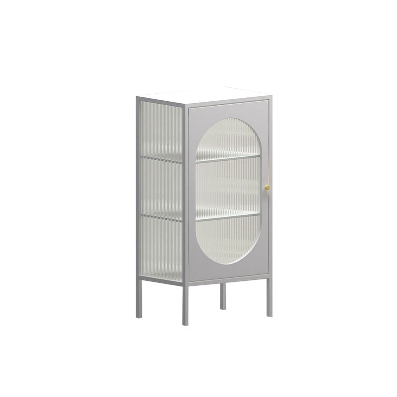 Modern Metal Curio Cabinet Glass Doors Buffet Cabinet for Dining Room