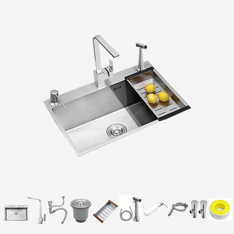 Single Bowl Kitchen Sink Stainless Steel Kitchen Sink with Strainer