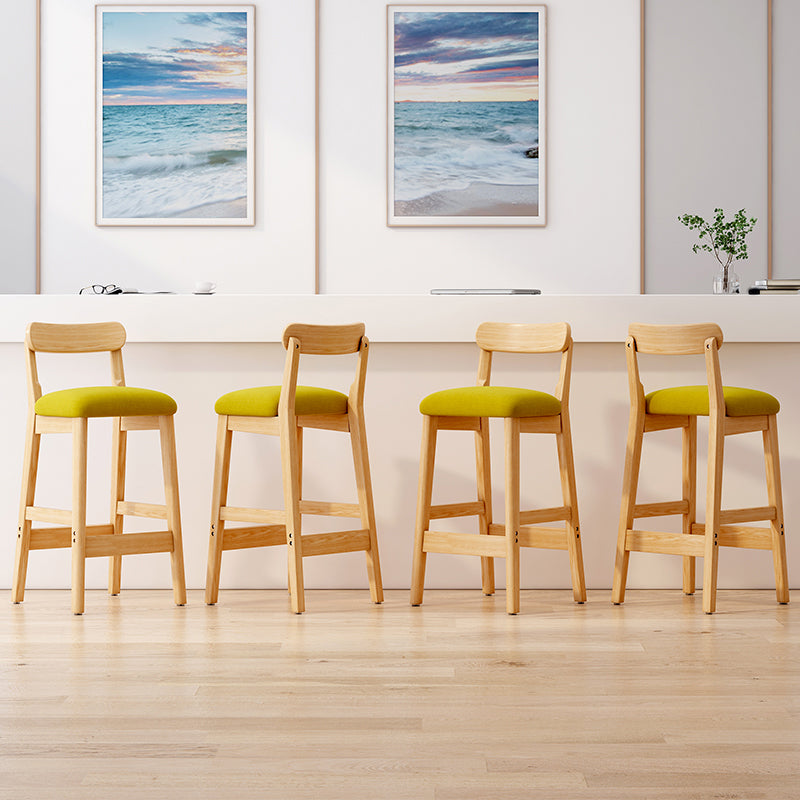 Solid Wood Bar Stool Backrest Upholstered Bar Stools for Dining Room
