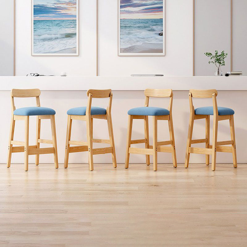 Solid Wood Bar Stool Backrest Upholstered Bar Stools for Dining Room