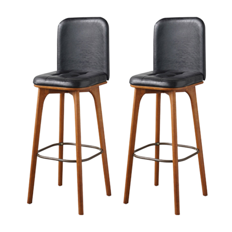 Modern Style Bar Stool Leather Backrest Bar Stools with Wooden Base