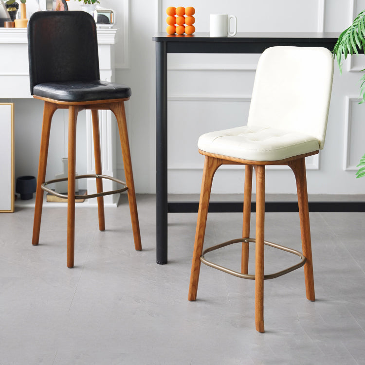 Modern Style Bar Stool Leather Backrest Bar Stools with Wooden Base