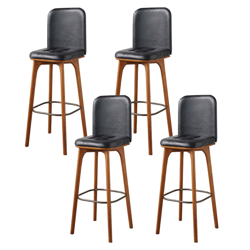Modern Style Bar Stool Leather Backrest Bar Stools with Wooden Base
