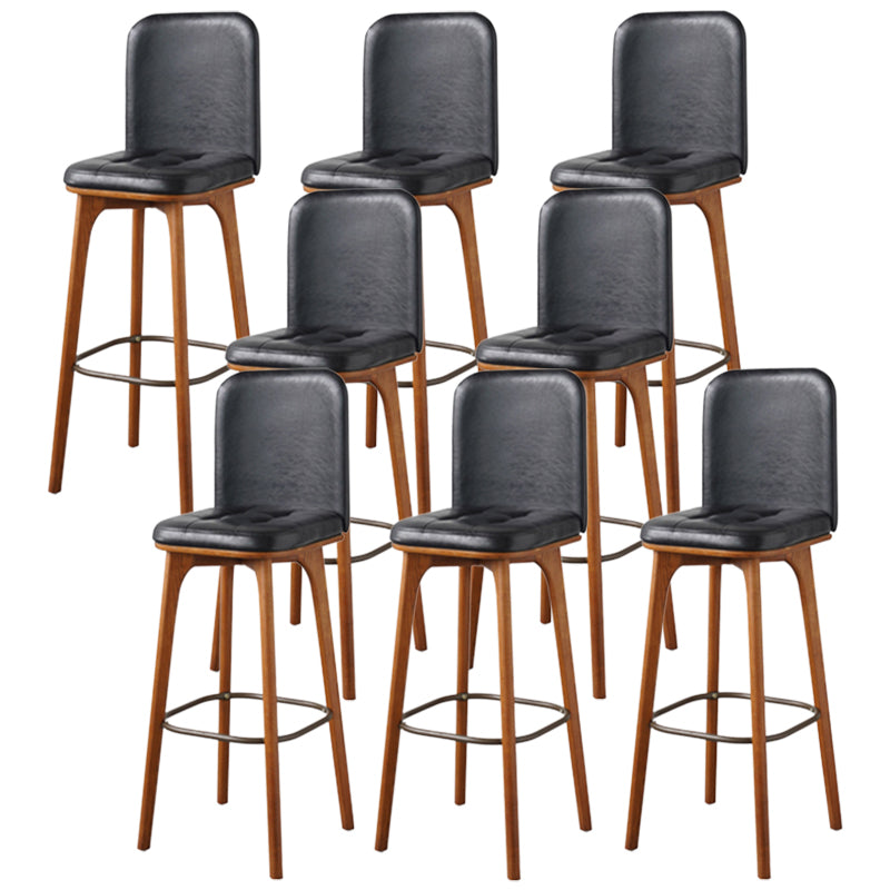 Modern Style Bar Stool Leather Backrest Bar Stools with Wooden Base