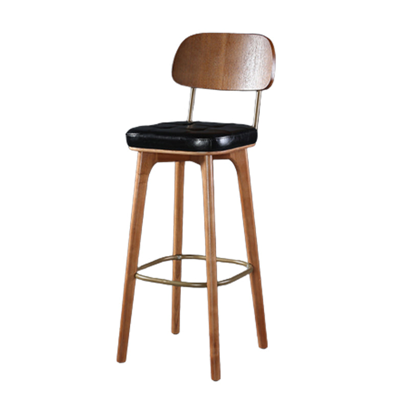 Modern Style Bar Stool Leather Backrest Bar Stools with Wooden Base