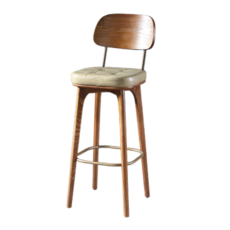 Modern Style Bar Stool Leather Backrest Bar Stools with Wooden Base