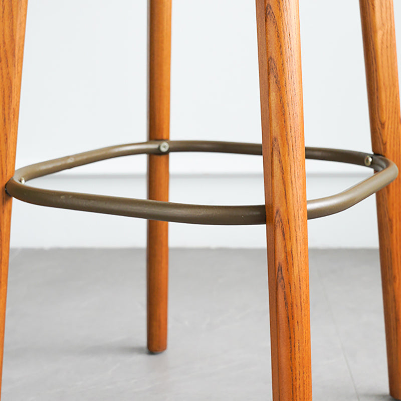Modern Style Bar Stool Leather Backrest Bar Stools with Wooden Base
