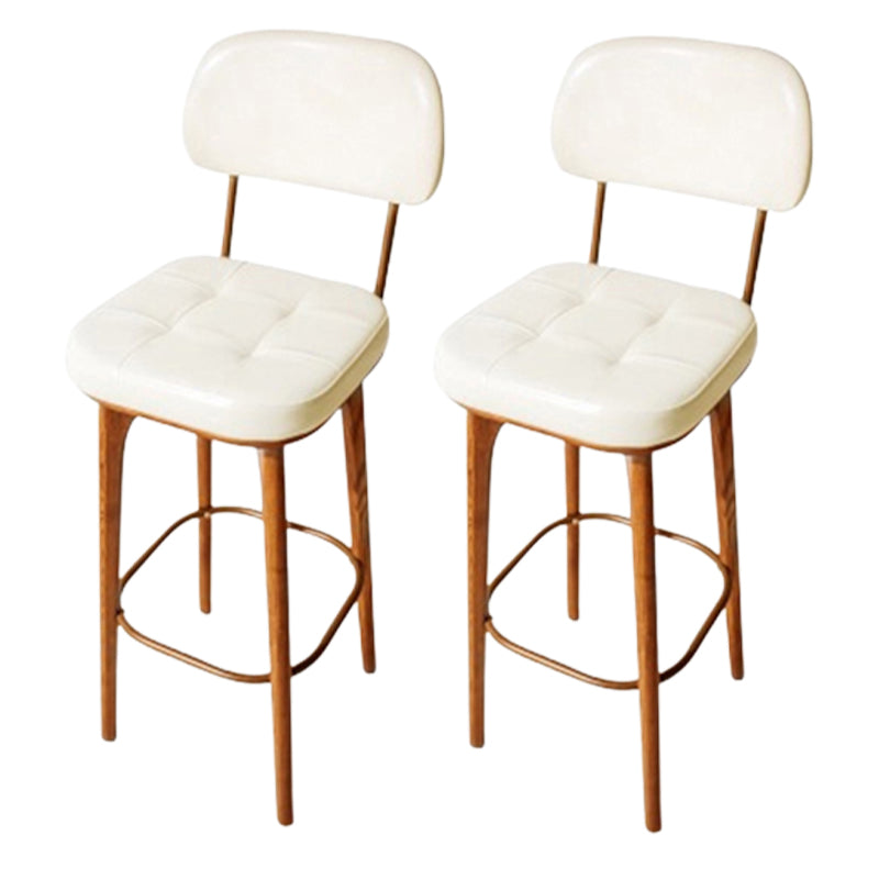 Modern Style Bar Stool Leather Backrest Bar Stools with Wooden Base