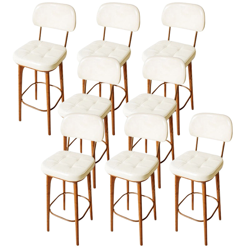 Modern Style Bar Stool Leather Backrest Bar Stools with Wooden Base