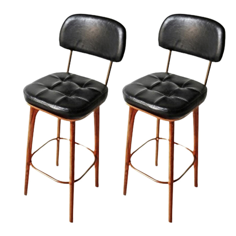 Modern Style Bar Stool Leather Backrest Bar Stools with Wooden Base
