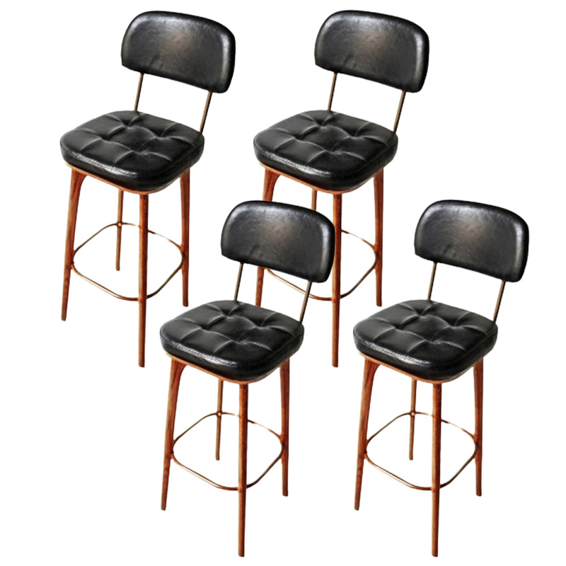 Modern Style Bar Stool Leather Backrest Bar Stools with Wooden Base