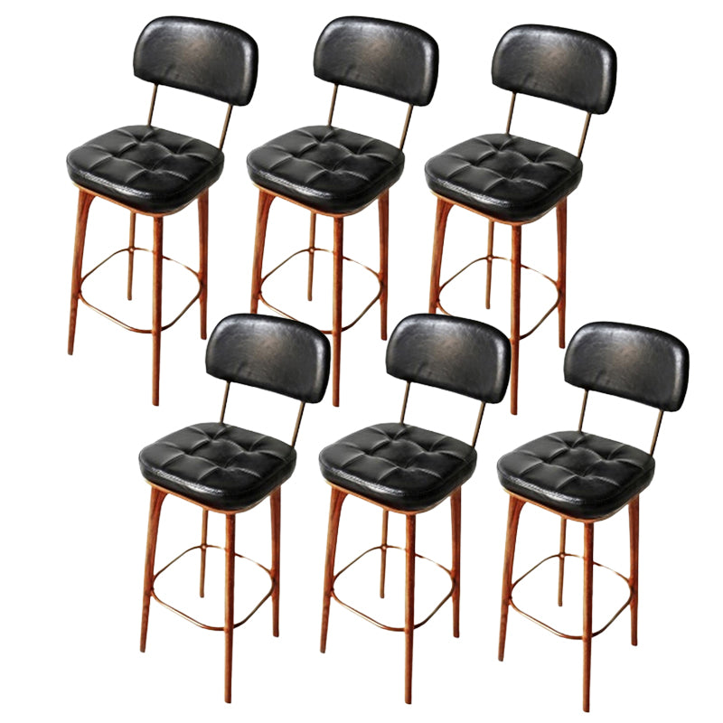 Modern Style Bar Stool Leather Backrest Bar Stools with Wooden Base