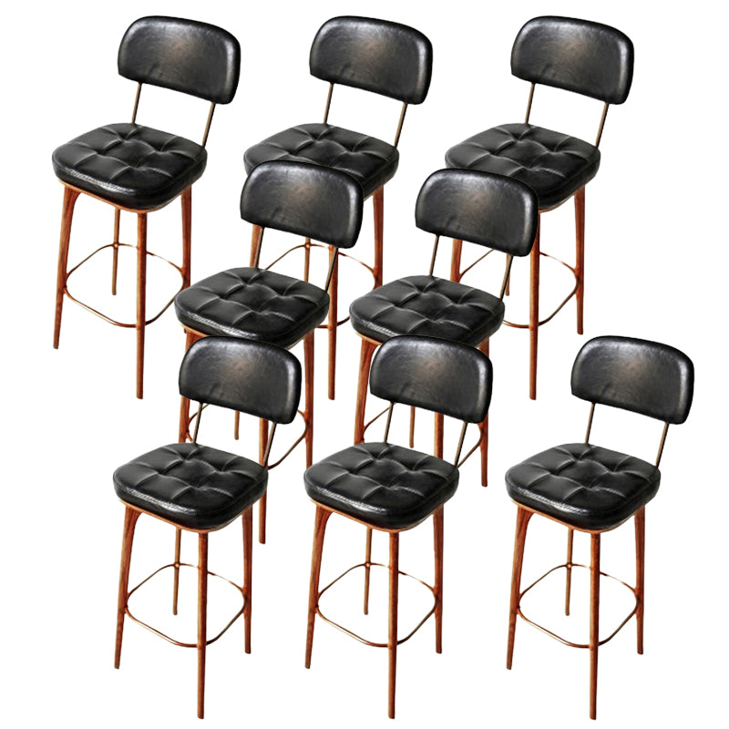 Modern Style Bar Stool Leather Backrest Bar Stools with Wooden Base
