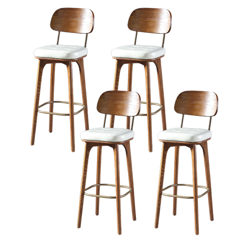 Modern Style Bar Stool Leather Backrest Bar Stools with Wooden Base