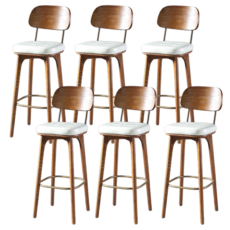 Modern Style Bar Stool Leather Backrest Bar Stools with Wooden Base