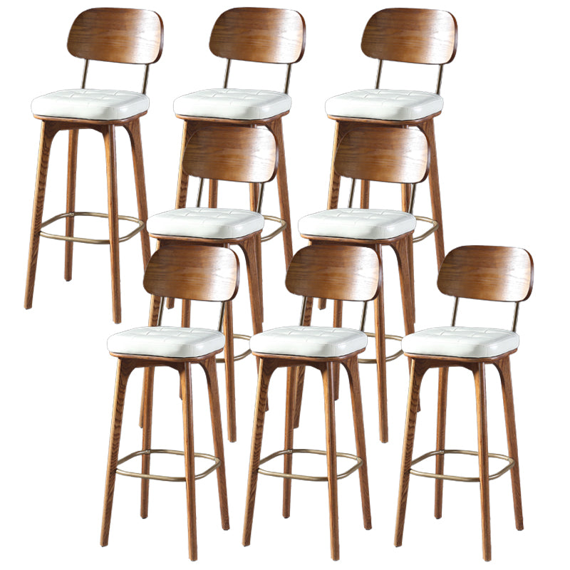 Modern Style Bar Stool Leather Backrest Bar Stools with Wooden Base