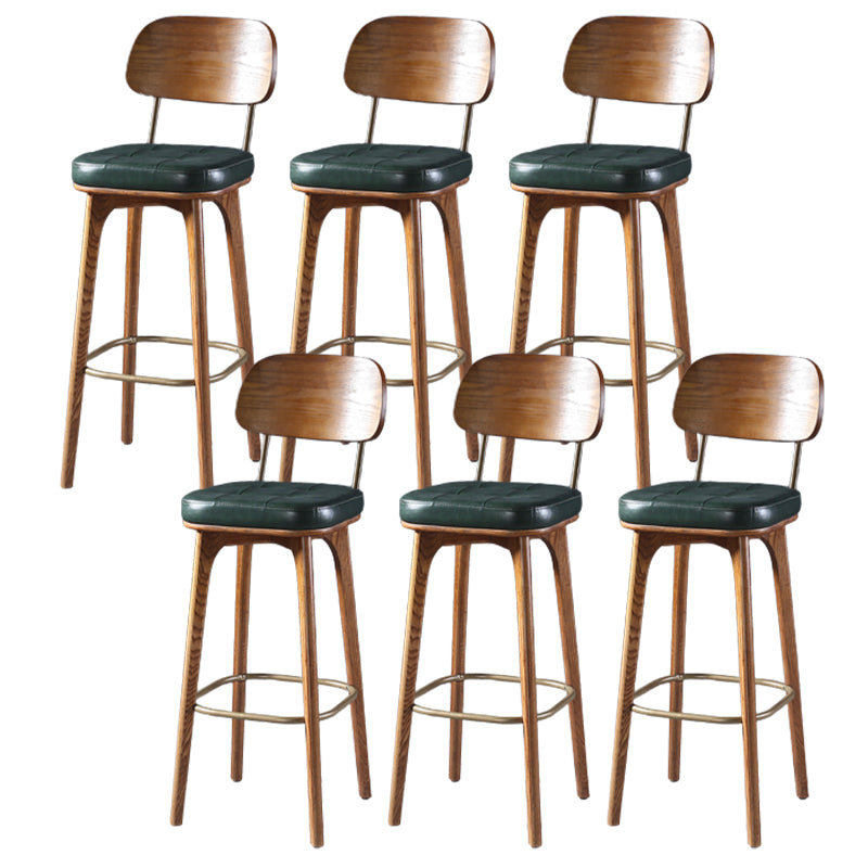 Modern Style Bar Stool Leather Backrest Bar Stools with Wooden Base