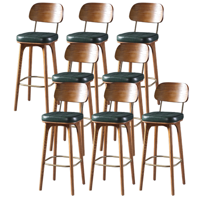 Modern Style Bar Stool Leather Backrest Bar Stools with Wooden Base