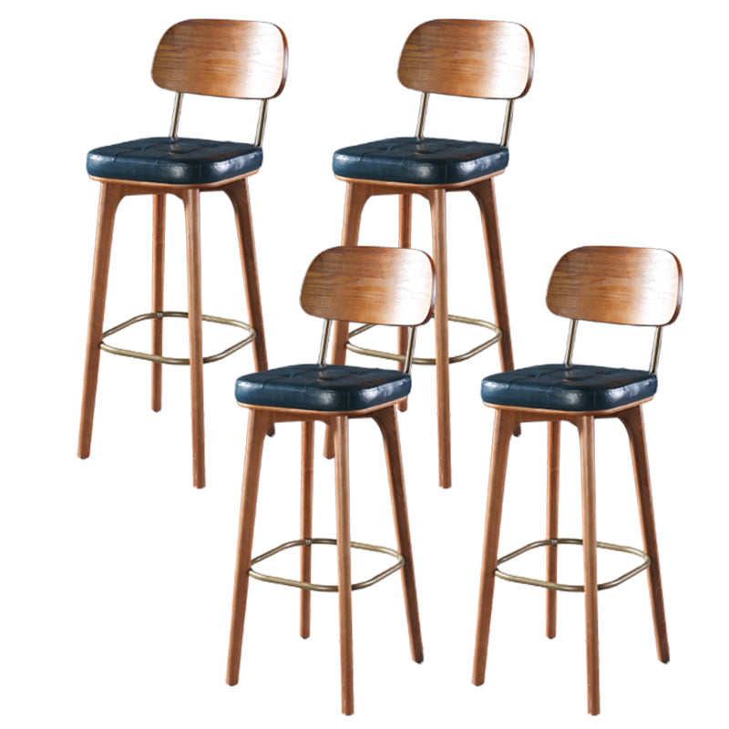 Modern Style Bar Stool Leather Backrest Bar Stools with Wooden Base