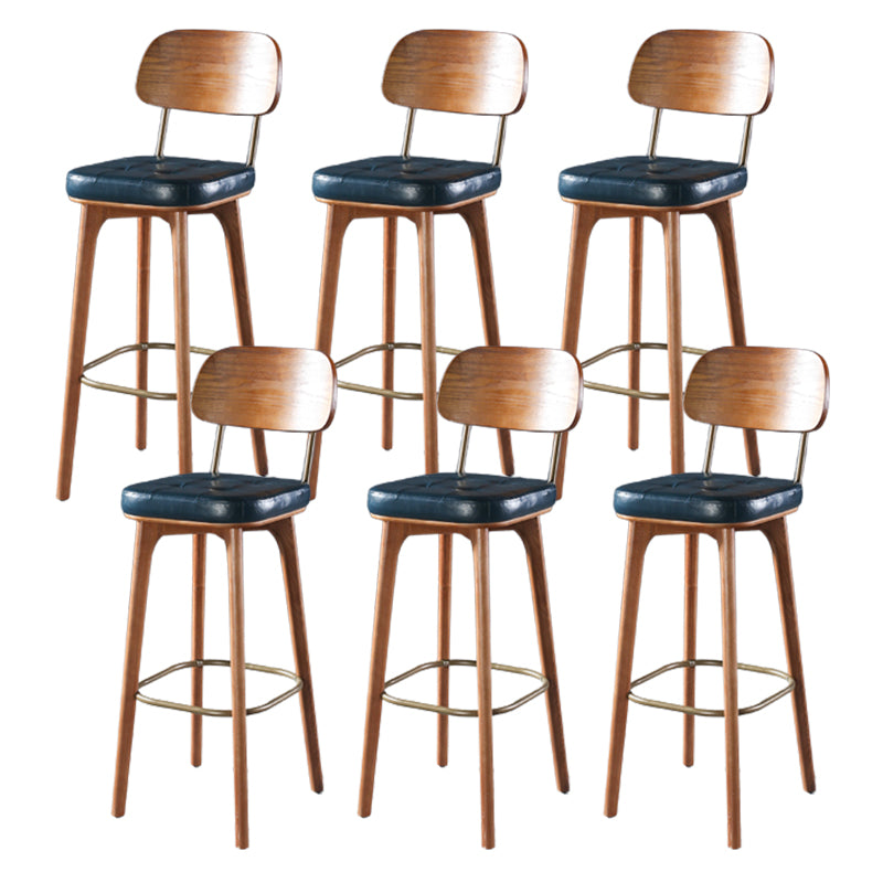 Modern Style Bar Stool Leather Backrest Bar Stools with Wooden Base